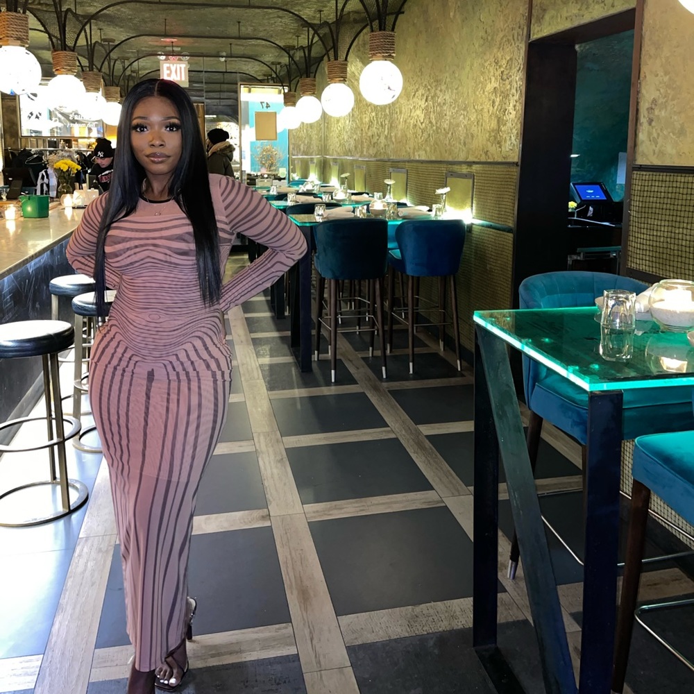 YG Collection Pink Mesh Dress